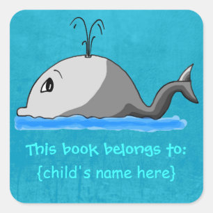 Cute Spouting Whale - Book Belongs To Square Sticker