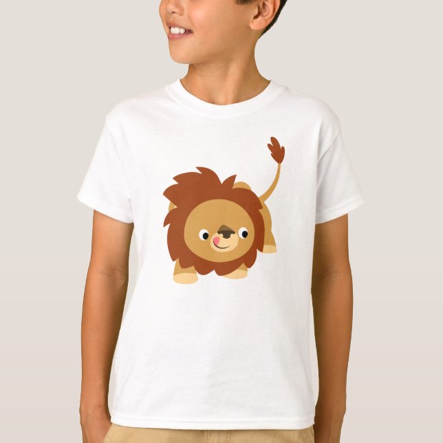 Cute Sprightly Cartoon Lion Children T-Shirt (Front)