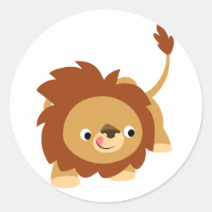 Cute Sprightly Cartoon Lion Sticker