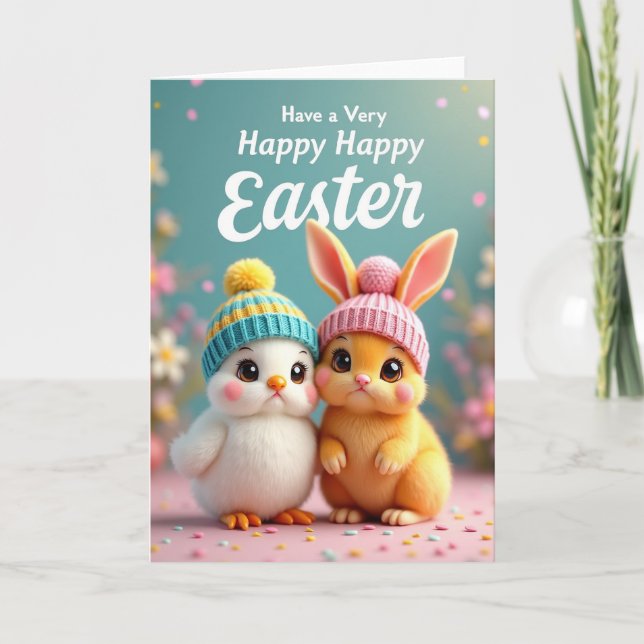 Cute Spring Animals Greeting Card (Front)