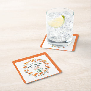 cute spring baby shower   square paper coaster