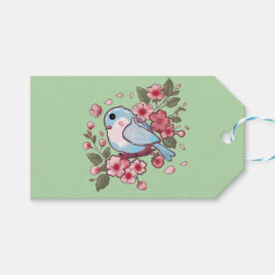Cute Spring Bluebird & Cherry Blossom Watercolor A Gift Tags