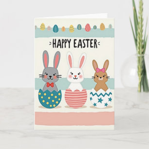 Cute Spring Bunny Eggs Card
