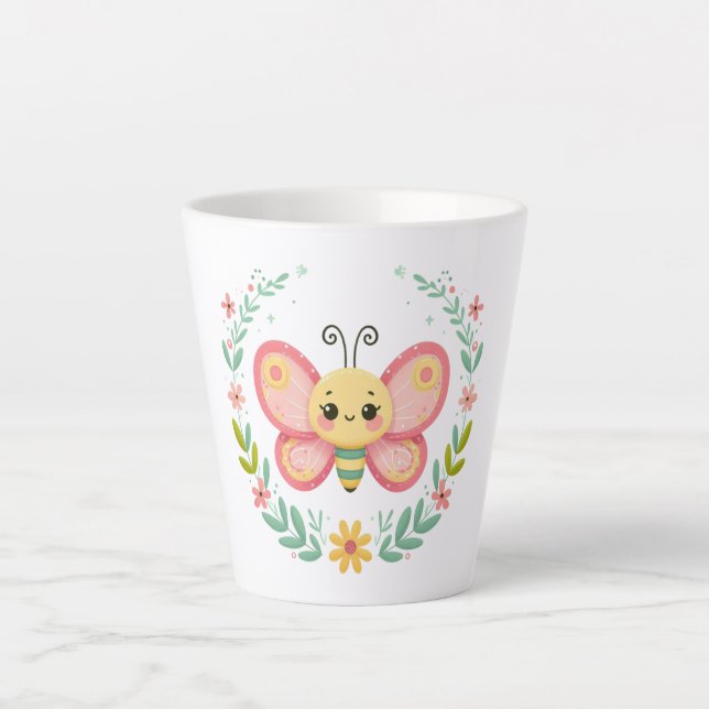 Cute, spring/butterfly  latte mug (Front)