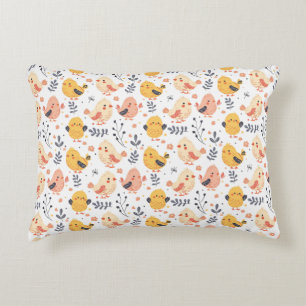 Cute Spring Chicks and Floral Pattern Decorative Cushion