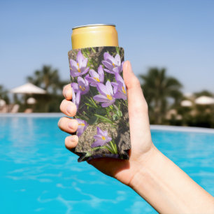 Cute spring crocuses seltzer can cooler