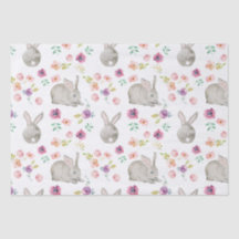 Cute Spring Easter Bunny and Flowers Pattern