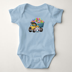 Cute spring/Easter bunny dump truck Baby Bodysuit
