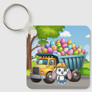 Cute spring/Easter bunny dump truck Key Ring