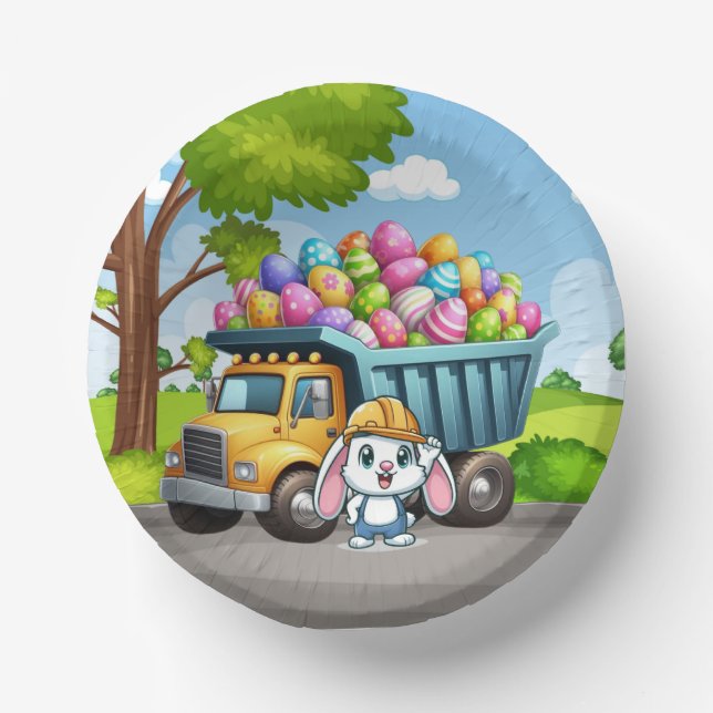 Cute spring/Easter bunny dump truck Paper Plate (Front)