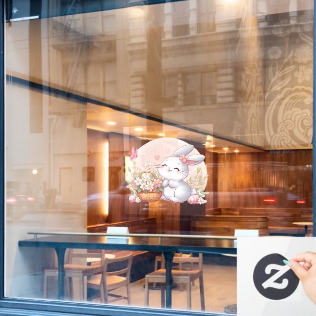 Cute spring/Easter bunny with egg (Cafe Window)