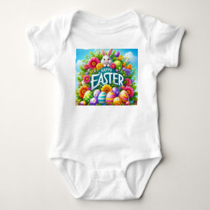 Cute spring/Easter bunny with egg Baby Bodysuit