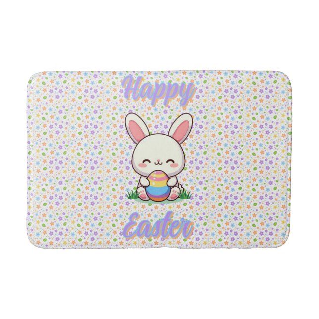 Cute spring/Easter bunny with egg Bath Mat (Front)
