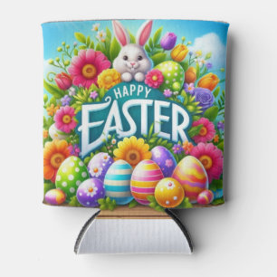 Cute spring/Easter bunny with egg Can Cooler