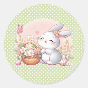 Cute spring/Easter bunny with egg Classic Round Sticker