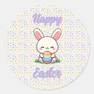 Cute spring/Easter bunny with egg Classic Round Sticker
