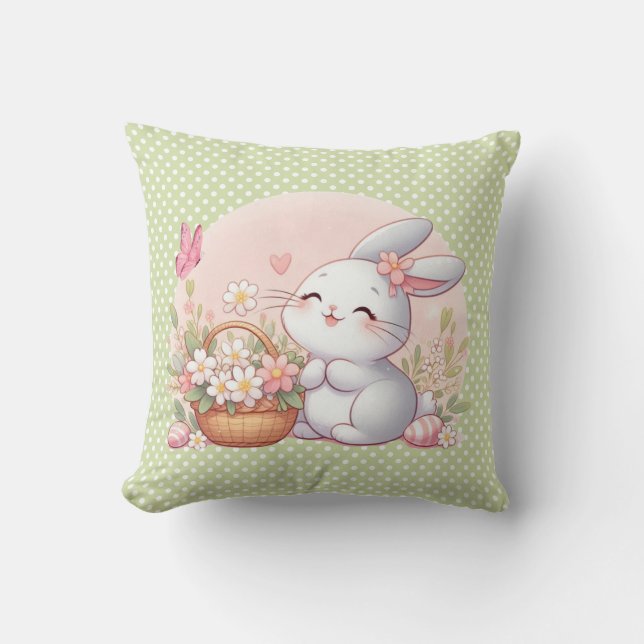 Cute spring/Easter bunny with egg Cushion (Front)