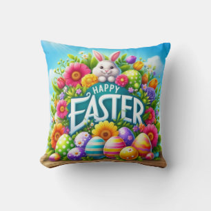 Cute spring/Easter bunny with egg Cushion