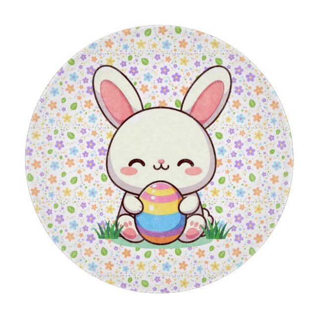 Cute spring/Easter bunny with egg Cutting Board (Front)