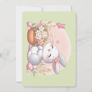 Cute spring/Easter bunny with egg Holiday Card