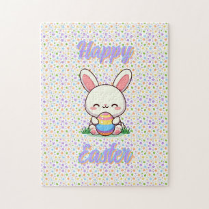 Cute spring/Easter bunny with egg Jigsaw Puzzle