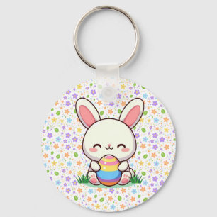 Cute spring/Easter bunny with egg Key Ring