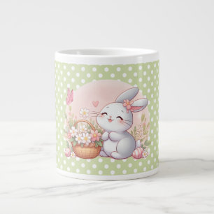 Cute spring/Easter bunny with egg Large Coffee Mug