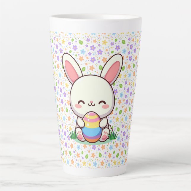 Cute spring/Easter bunny with egg Latte Mug (Front)