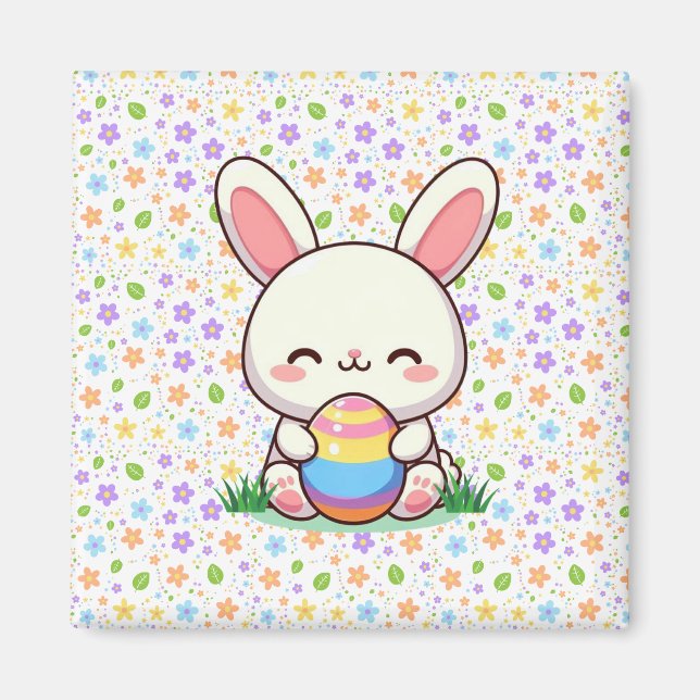 Cute spring/Easter bunny with egg Magnet (Front)