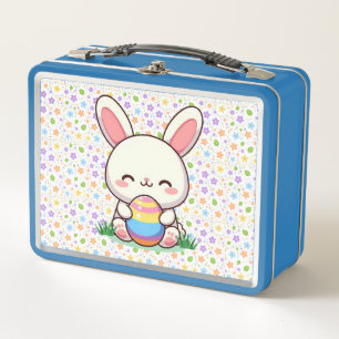 Cute spring/Easter bunny with egg Metal Lunch Box