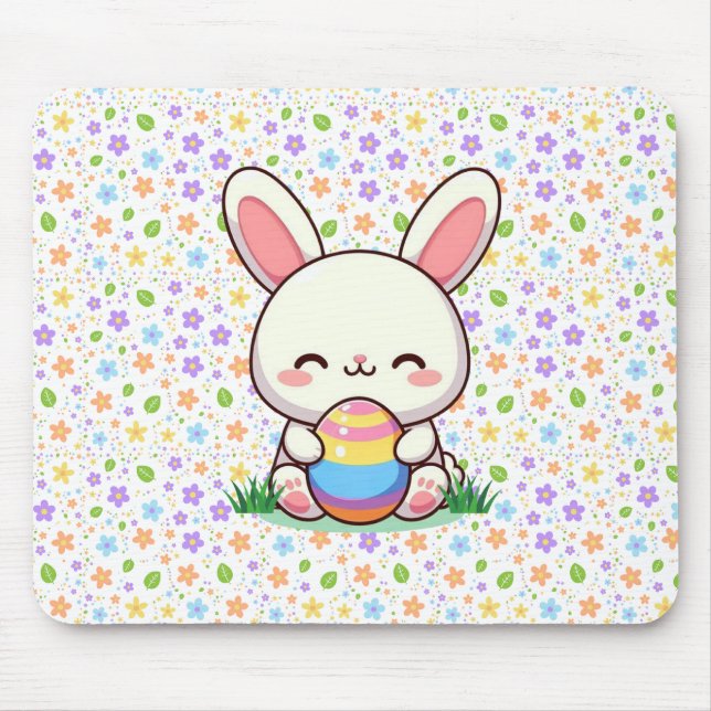 Cute spring/Easter bunny with egg Mouse Pad (Front)