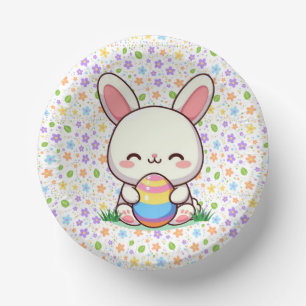 Cute spring/Easter bunny with egg Paper Plate