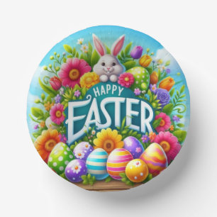 Cute spring/Easter bunny with egg Paper Plate