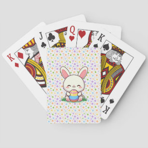 Cute spring/Easter bunny with egg Playing Cards