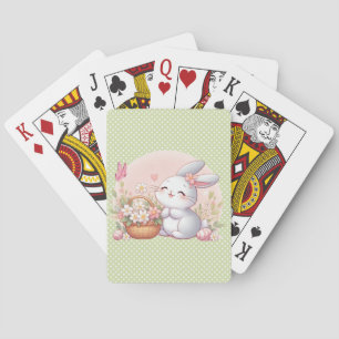 Cute spring/Easter bunny with egg Playing Cards