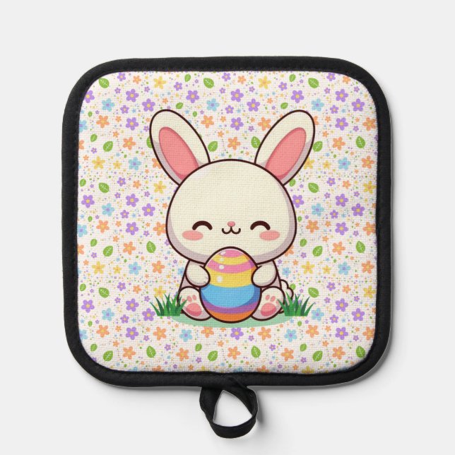 Cute spring/Easter bunny with egg Pot Holder (Front)