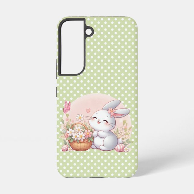 Cute spring/Easter bunny with egg Samsung Galaxy S22 Case (Back)