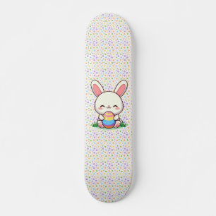 Cute spring/Easter bunny with egg Skateboard