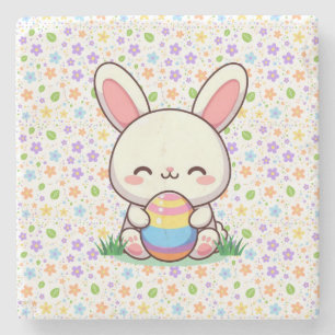 Cute spring/Easter bunny with egg Stone Coaster