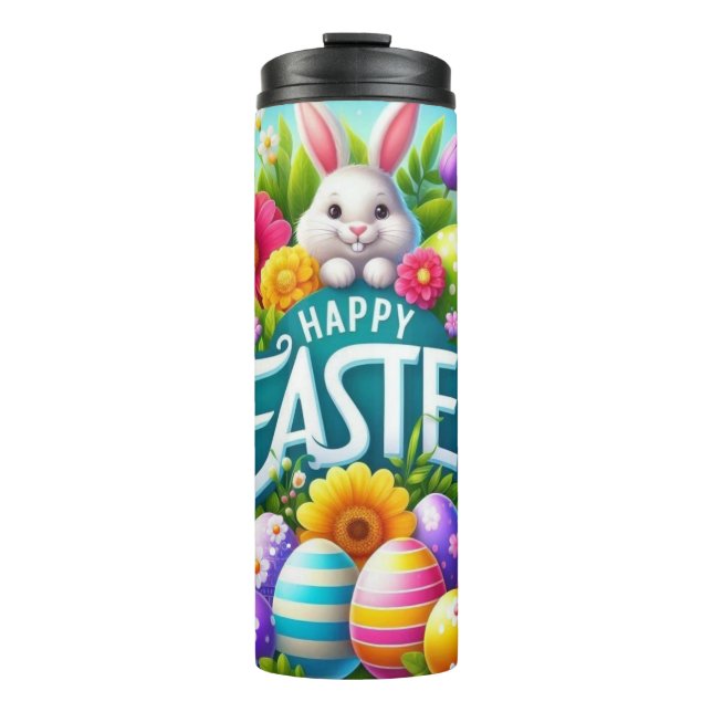Cute spring/Easter bunny with egg Thermal Tumbler (Front)