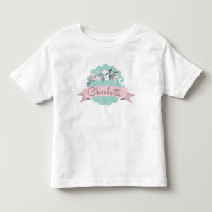 Cute Spring Easter Floral Pink Ribbon Personalised Toddler T-Shirt