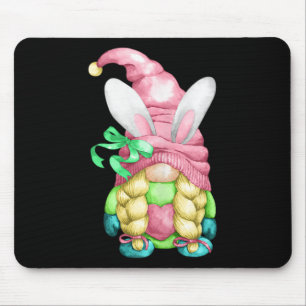 Cute Spring Easter Gnome Girl For Women With Bunny Mouse Pad