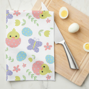 Cute Spring Easter Pastel Colourful Kawaii  Tea Towel