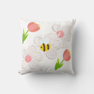 Cute Spring Floral Bee Pillow
