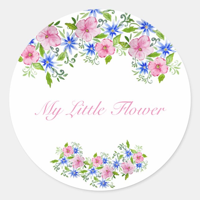 Cute spring floral pattern classic round sticker (Front)