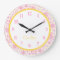 Cute Spring Floral Yellow & Pink Wall Clock