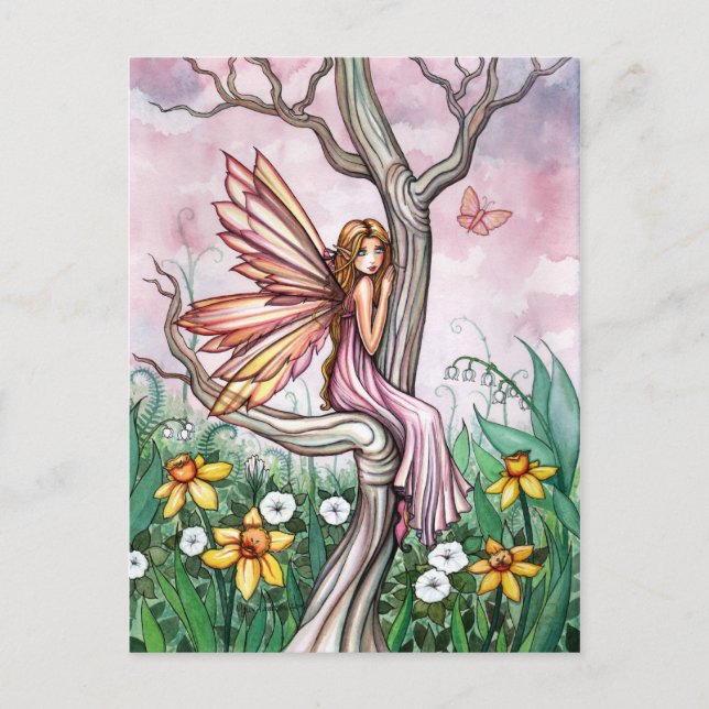 Cute Spring Flower Fairy Art Postcard (Front)