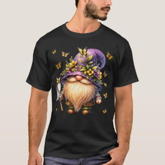 Cute Spring Flower Gnome Graphic Floral Monarch Bu T-Shirt