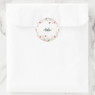 Cute Spring Flower Wildflower Bouquet Butterflies Classic Round Sticker