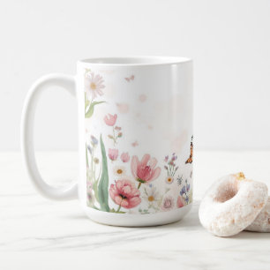 Cute Spring Flower Wildflower Bouquet Butterflies Coffee Mug